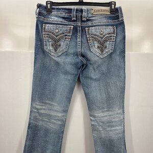 Rock Revival Yanka Jeans Women's 30 Bootcut Mid-Rise Stretch Flap Pocket Blue